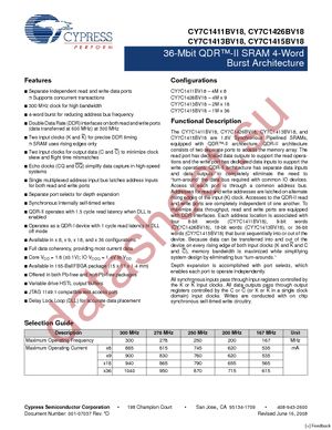 CY7C1415BV18-250BZI datasheet  